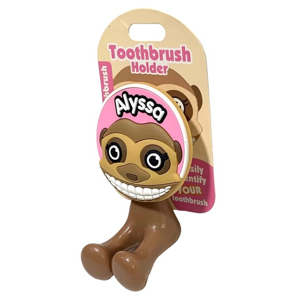 Happy Smiles Personalized Kids Toothbrush Holder Alyssa Monkey - Picture 3 of 4